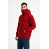 Samuray Ninja Çift Kapşonlu ZIP Fermuarlı Kanguru Çepli Tam Fermuarlı Hoodie Swetshirt - Kırmızı