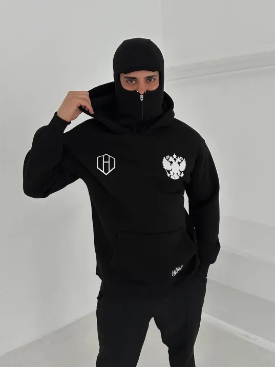 Samuray Ninja Çift Kapşonlu ZIP Fermuarlı Kanguru Çepli Tam Fermuarlı Hoodie ön ve Arka Baskılı Maske Detaylı Swetshirt - Siyah Samuray Ninja Çift Kapşonlu ZIP Fermuarlı Kanguru Çepli Tam Fermuarlı Hoodie ön ve Arka Baskılı Maske Detaylı Swetshirt - Siyah