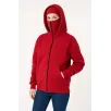 Samuray Ninja Çift Kapüşonlu Kadın Hoodie Oversize Kanguru Cepli, Bahar & Kışlık Fermuarlı Sweatshirt- Kırmızı