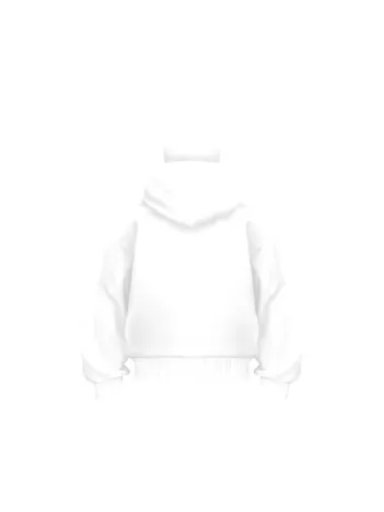 Samuray Zıp Fermuarlı Kapüşonlu Sweatshirt- Beyaz