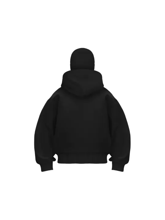 Samuray ZIP Fermuarlı Kapüşonlu SweatShirt- Siyah