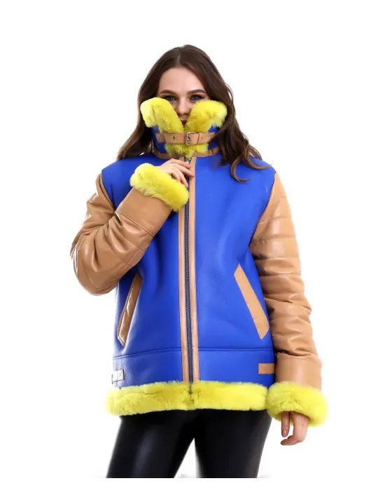 Kadın Koyun Derisi Pilot Hakiki Kürk - Sarı Kadın Koyun Derisi Pilot Hakiki Kürk - Sarı