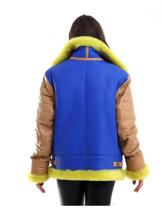 Kadın Koyun Derisi Pilot Hakiki Kürk - Sarı Kadın Koyun Derisi Pilot Hakiki Kürk - Sarı