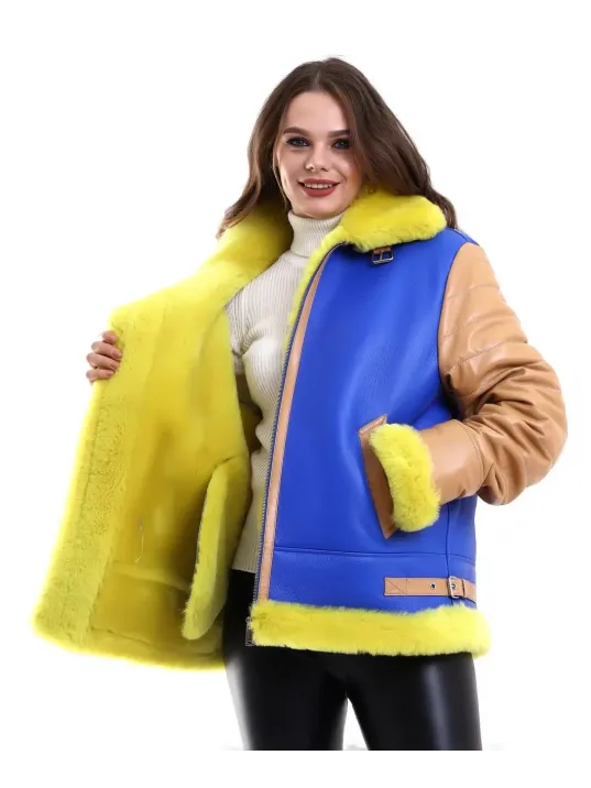 Kadın Koyun Derisi Pilot Hakiki Kürk - Sarı Kadın Koyun Derisi Pilot Hakiki Kürk - Sarı