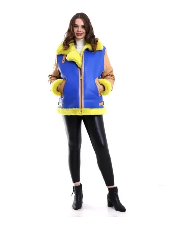 Kadın Koyun Derisi Pilot Hakiki Kürk - Sarı Kadın Koyun Derisi Pilot Hakiki Kürk - Sarı