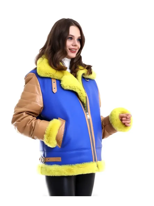 Kadın Koyun Derisi Pilot Hakiki Kürk - Sarı Kadın Koyun Derisi Pilot Hakiki Kürk - Sarı