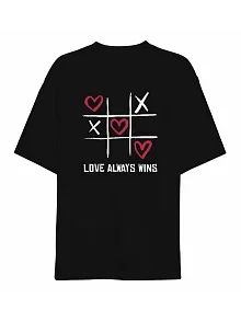 Sevgililer Günü İçin Özel Tasarım Love Always Wıns Baskılı T-shirt - Siyah