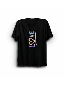 Sevgililer Günü İçin Özel Tasarım Love Baskılı T-shirt - Siyah
