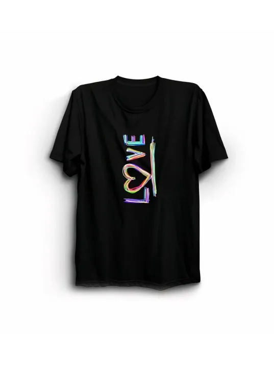 Sevgililer Günü İçin Özel Tasarım Love Baskılı T-shirt - Siyah Sevgililer Günü İçin Özel Tasarım Love Baskılı T-shirt - Siyah