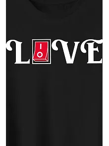 Sevgililer Günü İçin Özel Tasarım Love Baskılı T-shirt - Siyah