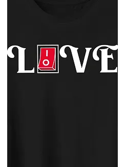 14 Şubat Sevgililer Günü Love Baskılı Oversize Bisiklet Yaka T-shirt - Siyah