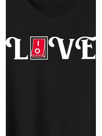 Sevgililer Günü İçin Özel Tasarım Love Baskılı T-shirt - Siyah