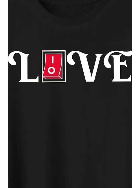 Sevgililer Günü İçin Özel Tasarım Love Baskılı T-shirt - Siyah