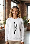 Sevgililer Günü Özel Bisiklet Yaka Aslan Baskılı Oversize Sweatshirt - Beyaz