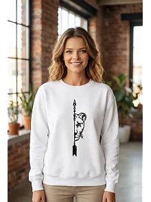 Sevgililer Günü Özel Bisiklet Yaka Aslan Baskılı Oversize Sweatshirt - Beyaz