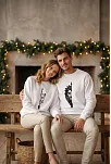 Sevgililer Günü Özel Bisiklet Yaka Aslan Baskılı Oversize Sweatshirt - Beyaz