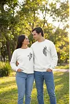 Sevgililer Günü Özel Bisiklet Yaka Baskılı Oversize Sweatshirt - Beyaz