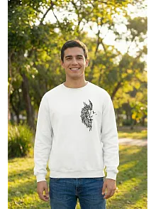Sevgililer Günü Özel Bisiklet Yaka Baskılı Oversize Sweatshirt - Beyaz