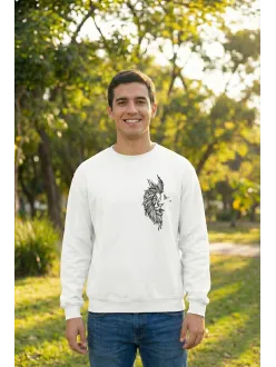 Sevgililer Günü Özel Bisiklet Yaka Baskılı Oversize Sweatshirt - Beyaz