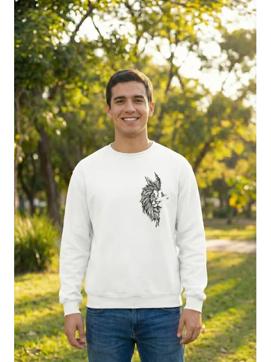 Sevgililer Günü Özel Bisiklet Yaka Baskılı Oversize Sweatshirt - Beyaz