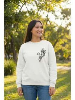 Sevgililer Günü Özel Bisiklet Yaka Baskılı Oversize Sweatshirt - Beyaz