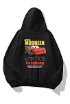 Sevgililer Günü Özel Kapüşonlu Araba Baskılı Oversize Sweatshirt - Siyah