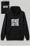 Sevgililer Günü Özel Kapüşonlu Beyci Baskılı Oversize Sweatshirt - Siyah