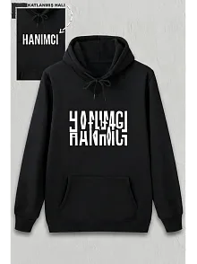 Sevgililer Günü Özel Kapüşonlu Hanımcı Baskılı Oversize Sweatshirt - Siyah