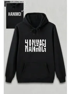 Sevgililer Günü Özel Kapüşonlu Hanımcı Baskılı Oversize Sweatshirt - Siyah