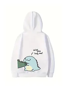 Sevgililer Günü Özel Unisex Kapüşonlu Baskılı Oversize Sweatshirt - Beyaz