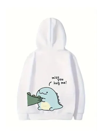 Sevgililer Günü Özel Unisex Kapüşonlu Baskılı Oversize Sweatshirt - Beyaz