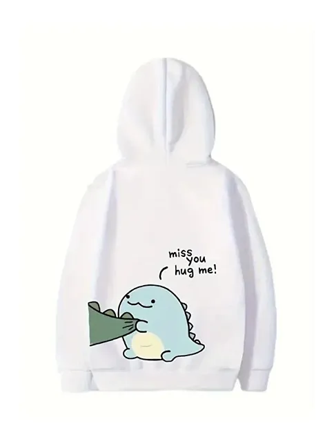 Sevgililer Günü Özel Unisex Kapüşonlu Baskılı Oversize Sweatshirt - Beyaz