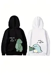 Sevgililer Günü Özel Unisex Kapüşonlu Baskılı Oversize Sweatshirt - Beyaz