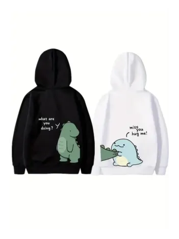 Sevgililer Günü Özel Unisex Kapüşonlu Baskılı Oversize Sweatshirt - Siyah