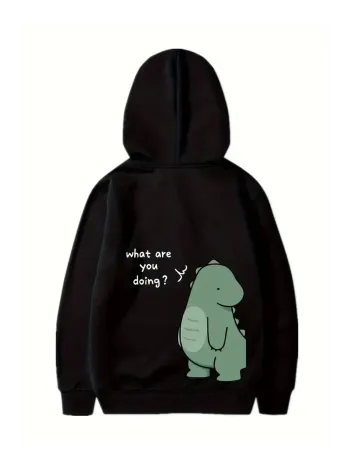 Sevgililer Günü Özel Unisex Kapüşonlu Baskılı Oversize Sweatshirt - Siyah