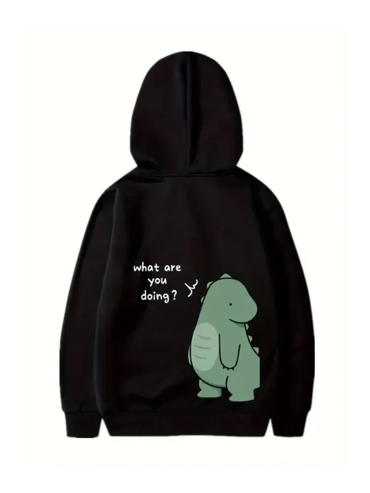 Sevgililer Günü Özel Unisex Kapüşonlu Baskılı Oversize Sweatshirt - Siyah