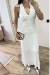 Sırt Dekolteli Uzun Elbise - Beyaz