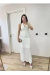 Sırt Dekolteli Uzun Elbise - Beyaz
