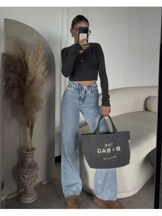 Düğme Detaylı Yıkamalı Crop Düğme Detaylı Yıkamalı Crop