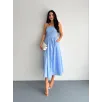Straplez Pileli Elbise - Açık Mavi