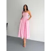 Straplez Pileli Elbise - Pembe