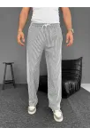 Su Yolu Çizgili Cepli Pantalon Yazlık - Gri