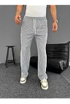 Su Yolu Çizgili Cepli Pantalon Yazlık - Gri