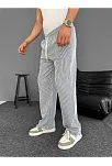 Su Yolu Çizgili Cepli Pantalon Yazlık - Gri