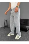 Su Yolu Çizgili Cepli Pantalon Yazlık - Gri