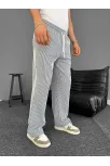 Su Yolu Çizgili Cepli Pantalon Yazlık - Gri