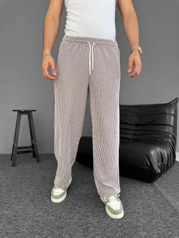 Su Yolu Çizgili Cepli Pantalon Yazlık - Kahverengi Su Yolu Çizgili Cepli Pantalon Yazlık - Kahverengi