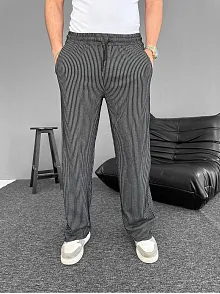 Su Yolu Çizgili Cepli Pantalon - Siyah