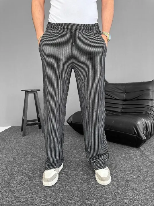 Su Yolu Çizgili Cepli Pantalon - Siyah Su Yolu Çizgili Cepli Pantalon - Siyah