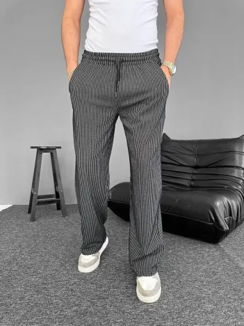 Su Yolu Çizgili Cepli Pantalon - Siyah Su Yolu Çizgili Cepli Pantalon - Siyah